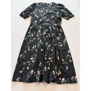 H&M Women’s Black Floral Fit & Flare Dress Size 6